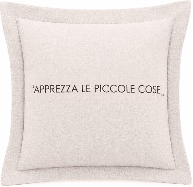 Cuscino decorativo quadrato KASANOVA in cotone beige con scritta Quotes L/P/H: 30 x 30 x 30 cm