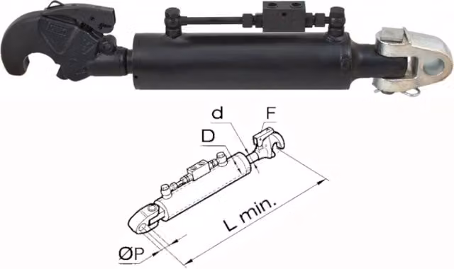 Braccio idraulico a 3 punti Cermag per trattori CASE IH, colore nero, lunghezza: 570-760 mm