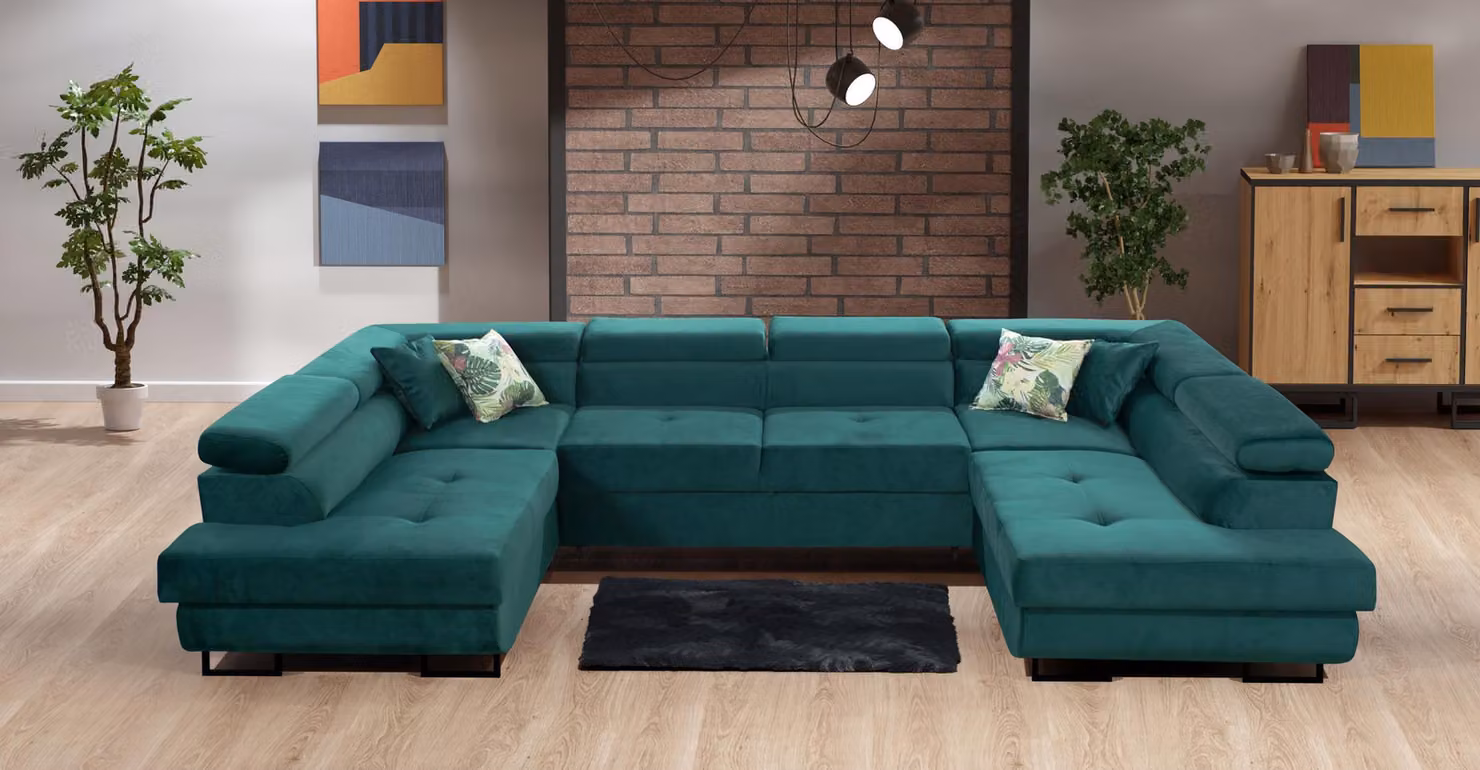 Divano ad angolo in tessuto divano a U design tappezzeria tessile divani moderni ad angolo zona giorno