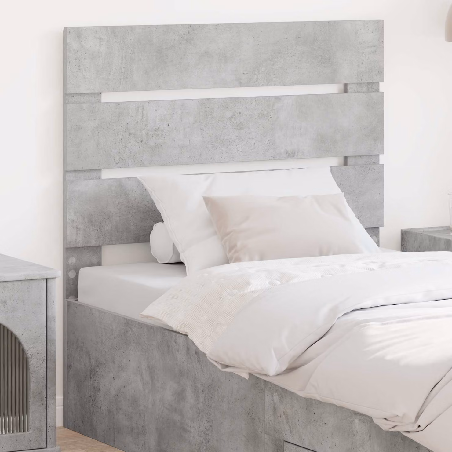 Testiera per letto moderna vidaXL in legno ingegnerizzato, colore grigio cemento