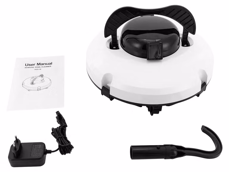 Robot aspirapolvere per piscine senza fili - Ideale per piscine fuori terra - Funzionamento automatico - Adatto per piscine fino a 100 m² - Grado di protezione IPX8 - Batteria agli ioni di litio da 5200 mAh - Set per il mercato europeo