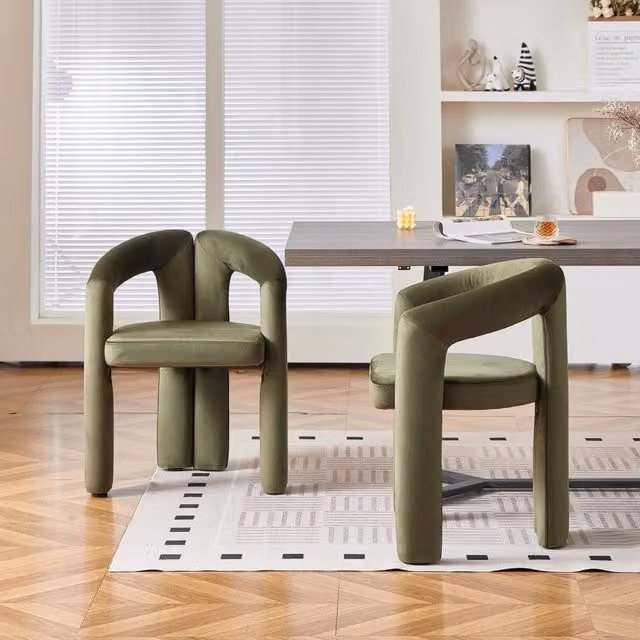 Set da 2 sedie da pranzo Singularity con braccioli e rivestimento in velluto verde