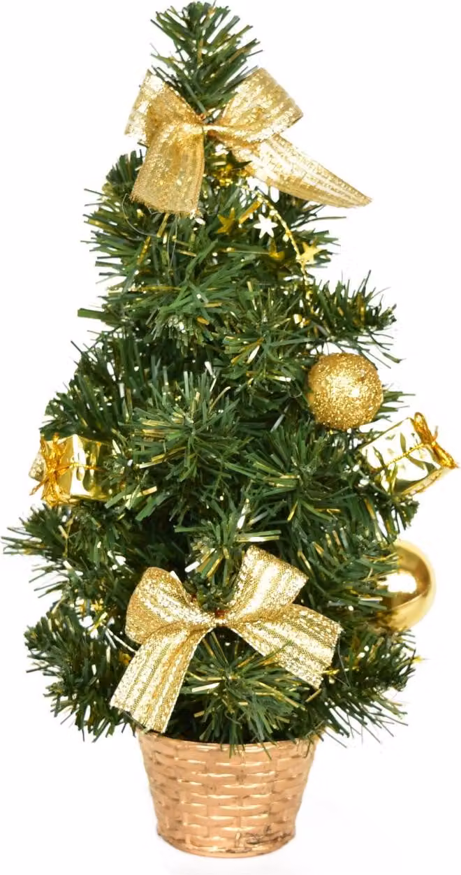 Albero decorato con decorazioni dorate 30 cm