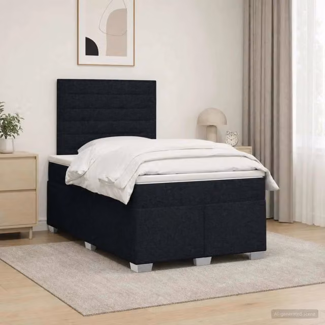 Letto box spring con materasso ibrido vidaXL nero L/P: 120 x 200 cm