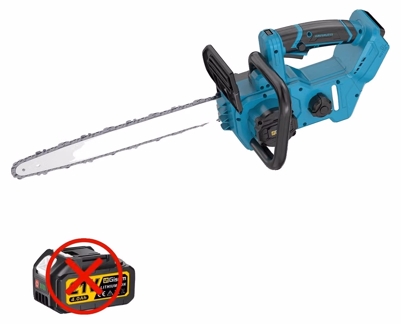 Troncatrice a catena elettrica, motore brushless, funzionamento a batteria, senza fili, compatibile con prese da 100V-240V, spina di tipo europeo