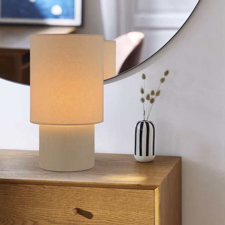COREP Lampada da tavolo Rhodes, Crema / Ambra, Soggiorno / Sala da pranzo, Ceramica, Lampada da tavolo