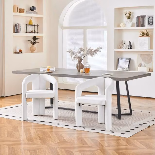 Sedia da Pranzo in Velluto con Braccioli Ergonomici Beige per Sala da Pranzo e Soggiorno