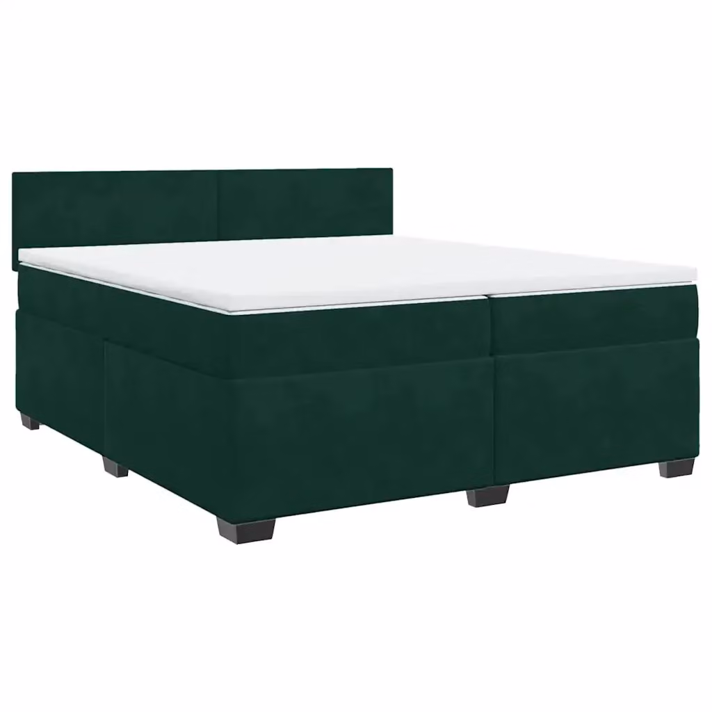 Letto Ibrido con Giroletto a Molle e Materasso vidaXL in Velluto Verde Scuro e Bianco, Struttura in Legno di Pino, L/P: 200 x 200 cm – 2