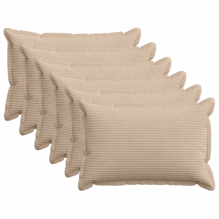 Set di 6 federe vidaXL HOUTEN in velluto a coste, colore tortora, L: 75 cm x P: 50 cm
