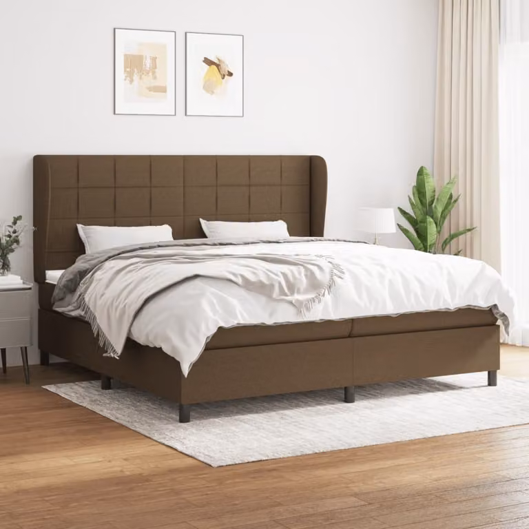 Maison Exclusive - Giroletto a Molle con Materasso Marrone Scuro 200x200cm Tessuto