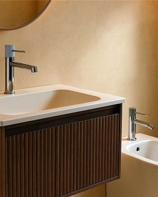 Coppia rubinetti miscelatore lavabo e bidet senza scarico in ottone cromo Melin
