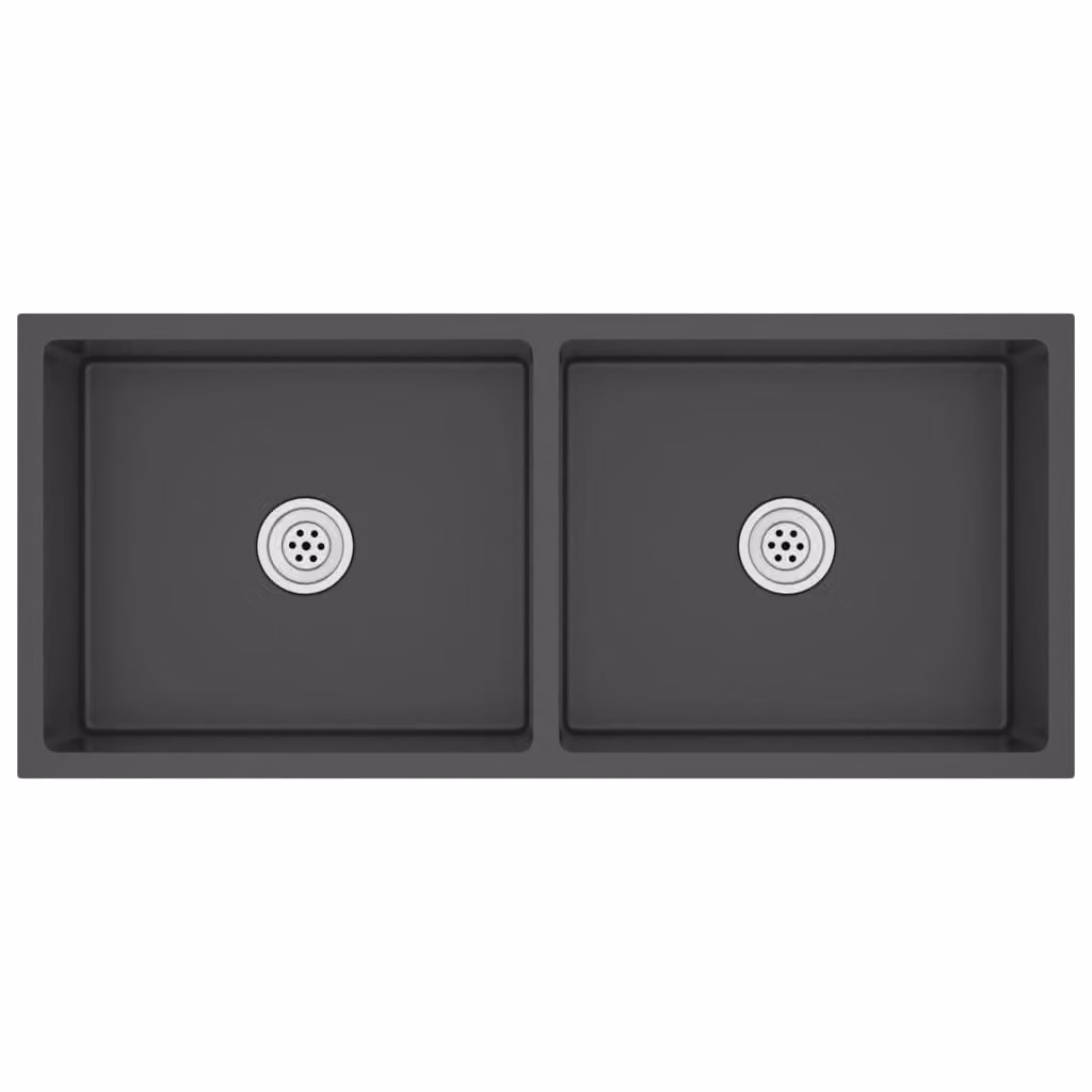 Lavello da Cucina Artigianale Nero in Acciaio Inox