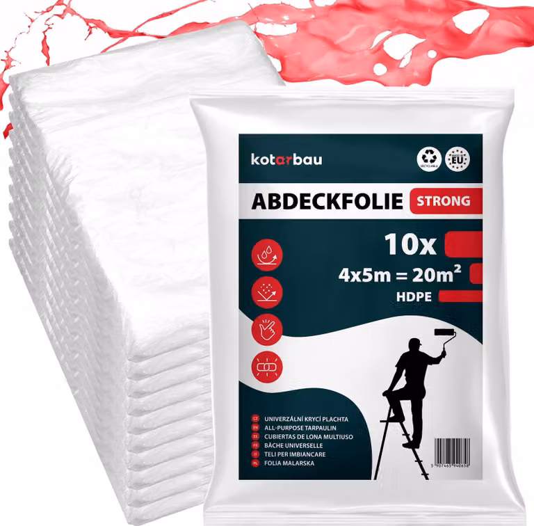 KOTARBAU® 10 pz. Telo Copritutto Per Imbianchino Polietilene 4 x 5 m Trasparente Telo Plastica Trasparente Spesso Teli Plastica Per Imbiancare