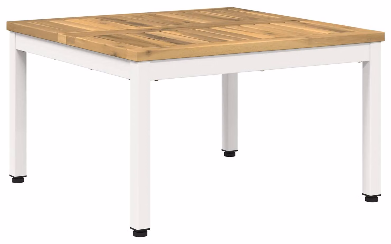 Tavolino da caffè bianco, dimensioni 60 x 60,5 x 36 cm, in legno massello di acacia