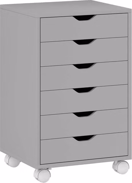 Cassettiera da ufficio HOMCOM con 6 cassetti e ruote, colore grigio, design moderno per casa e ufficio