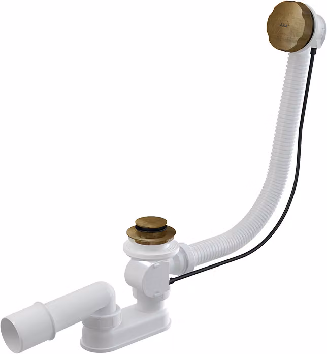 Set di scarico Alcadrain - Set di scarico e troppopieno per vasca da bagno, lunghezza 1000 mm, bronzo antico A55ANTIC-100