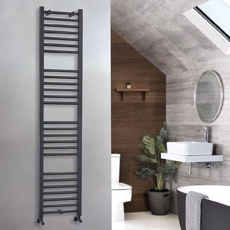 Scaldasalviette di Design Antracite - Termoarredo Bagno Piatto - 1800 x 400mm - 600W - Artle
