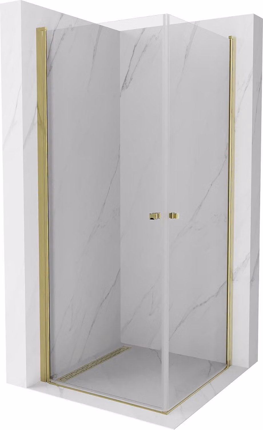 Mexen Pretoria Duo cabina doccia battente 90 x 90 cm, trasparente, oro - 852-090-090-50-00-02