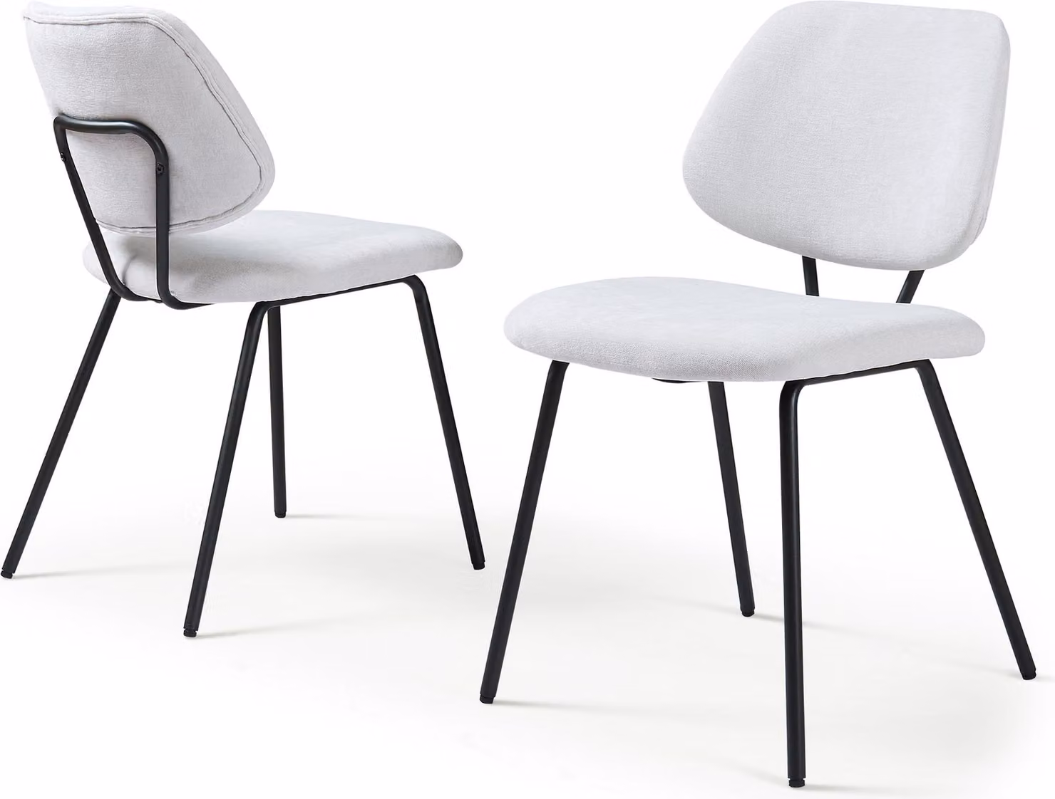 Sedia da pranzo 'Köma' set di 2 sedie imbottite con struttura in metallo e tessuto grigio chiaro