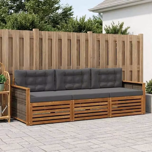 Set di divani da esterno 3 pz Naturale e Antracite 3382960