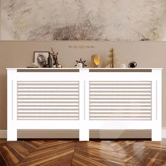 Copertura Radiatore Bianca in Legno: Copertura Radiatore 152×19×92.2cm Copertura MDF per Camera da Letto e Salotto