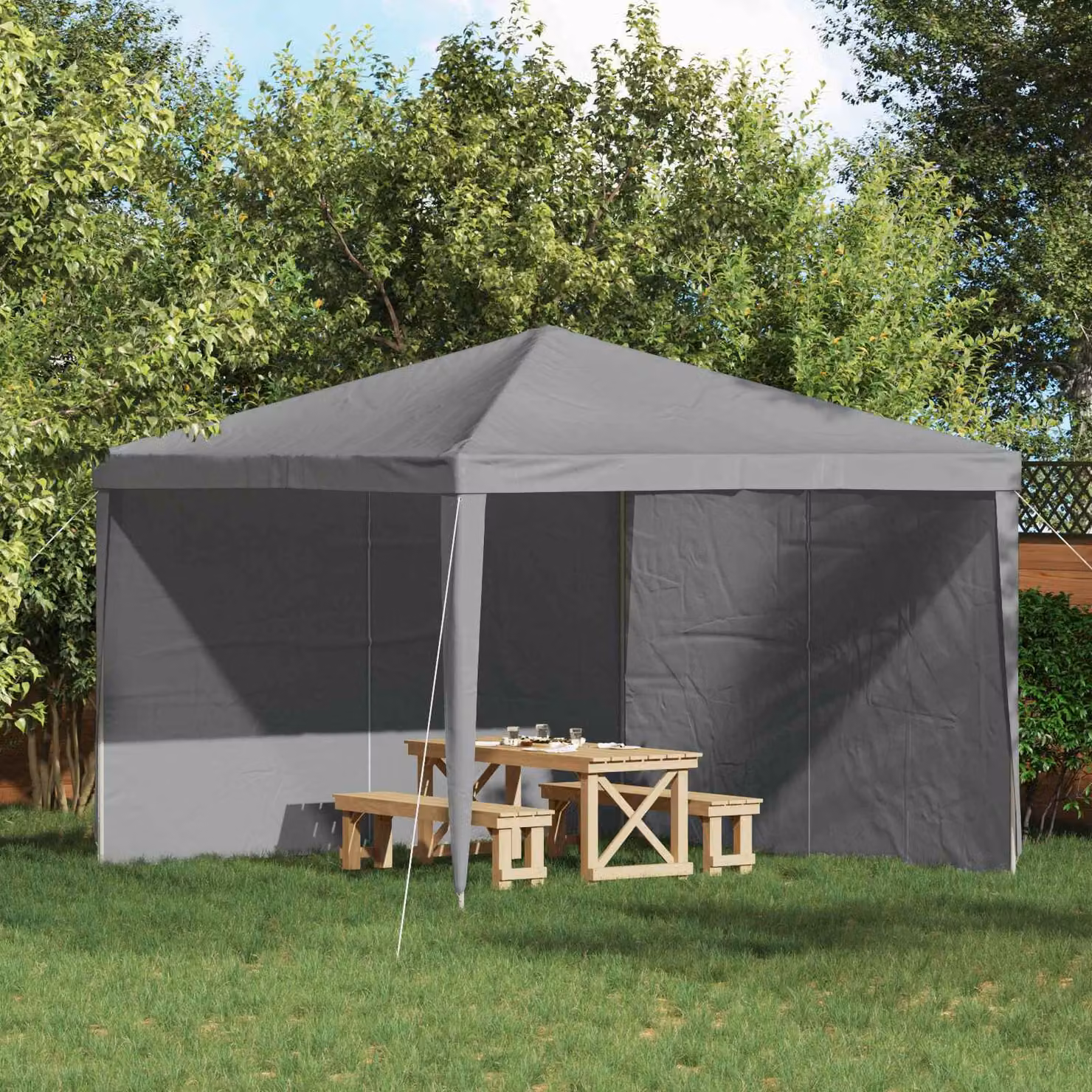 Set di 2 pareti per tenda da festa vidaXL, Grigio Chiaro, L: 300 cm x H: 195 cm