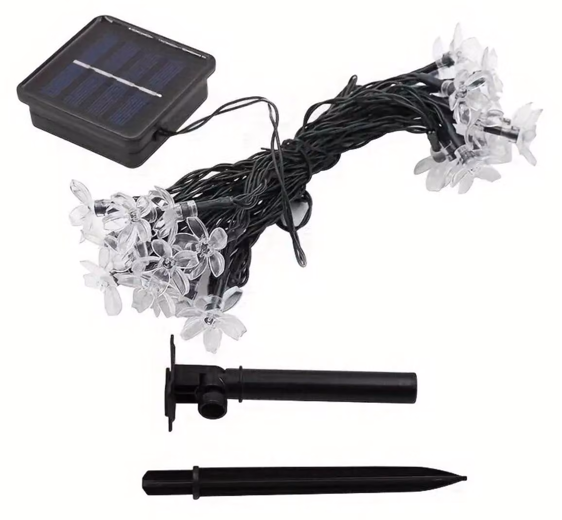 Catena luminosa a forma di fiori, catena luminosa solare per esterni, catena luminosa LED con 20 luci