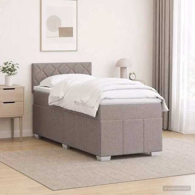 Letto box spring con materasso ibrido vidaXL colore tortora L/P: 100 x 200 cm – 1