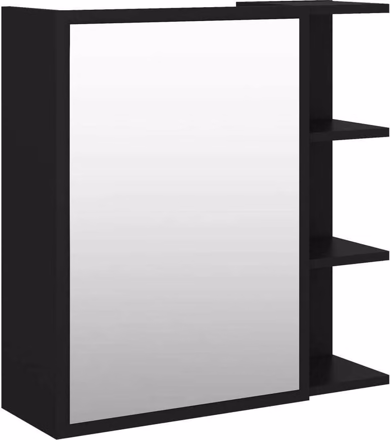 Mobile Bagno con Specchio Nero 62,5x20,5x64cm Legno Multistrato