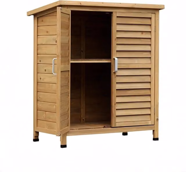 Armadio da esterno 87x46,5x96,5 cm in legno giallo con tetto inclinato