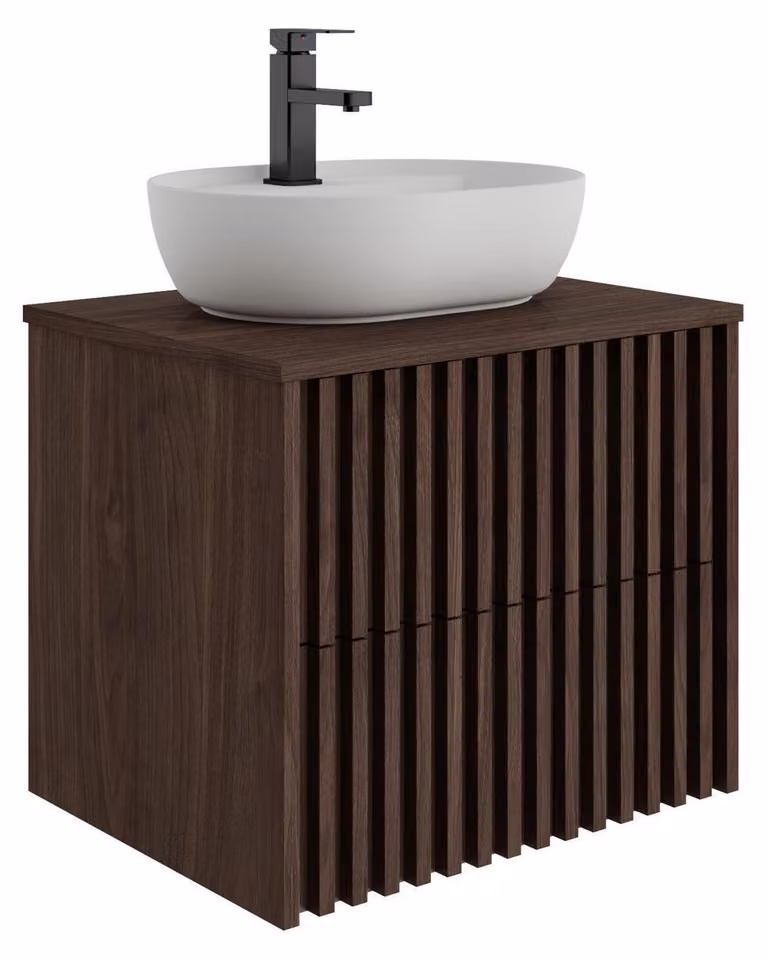 Set per mobile lavabo sospeso, color marrone scuro, dimensioni 61 x 46 x 51,8 cm, completo di lavabo