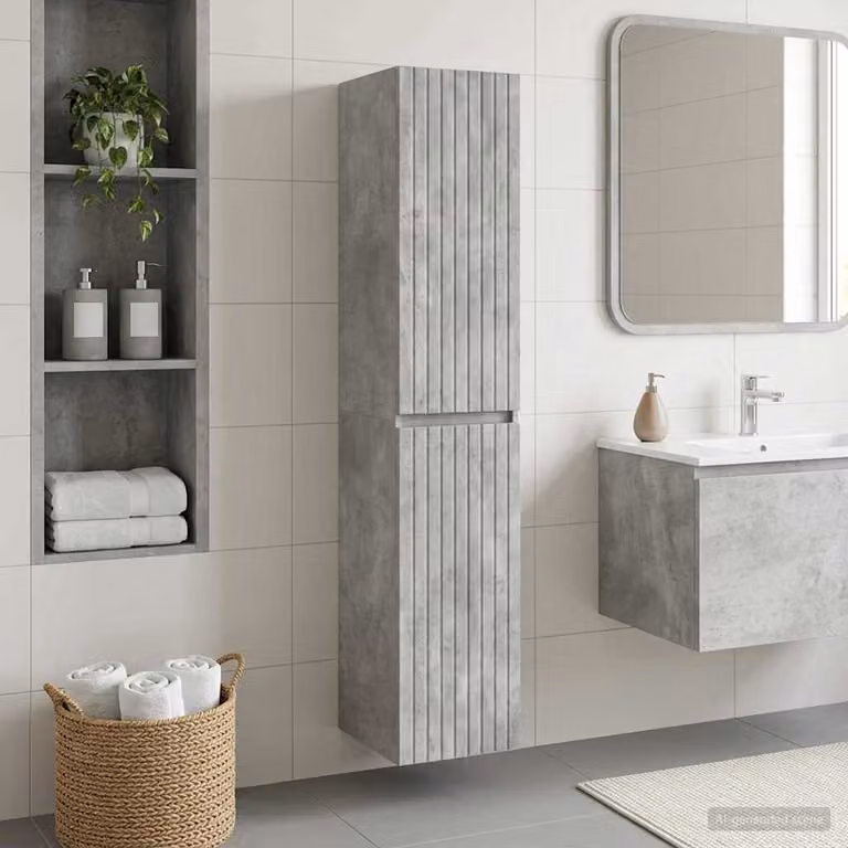 Mobiletto da bagno a muro vidaXL moderno in MDF grigio opaco L: 33 cm, P: 34,5 cm, H: 160 cm