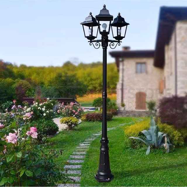 ARYEL Lampione h.218 a 3 luci per Esterno Lanterne Classiche Quadrate