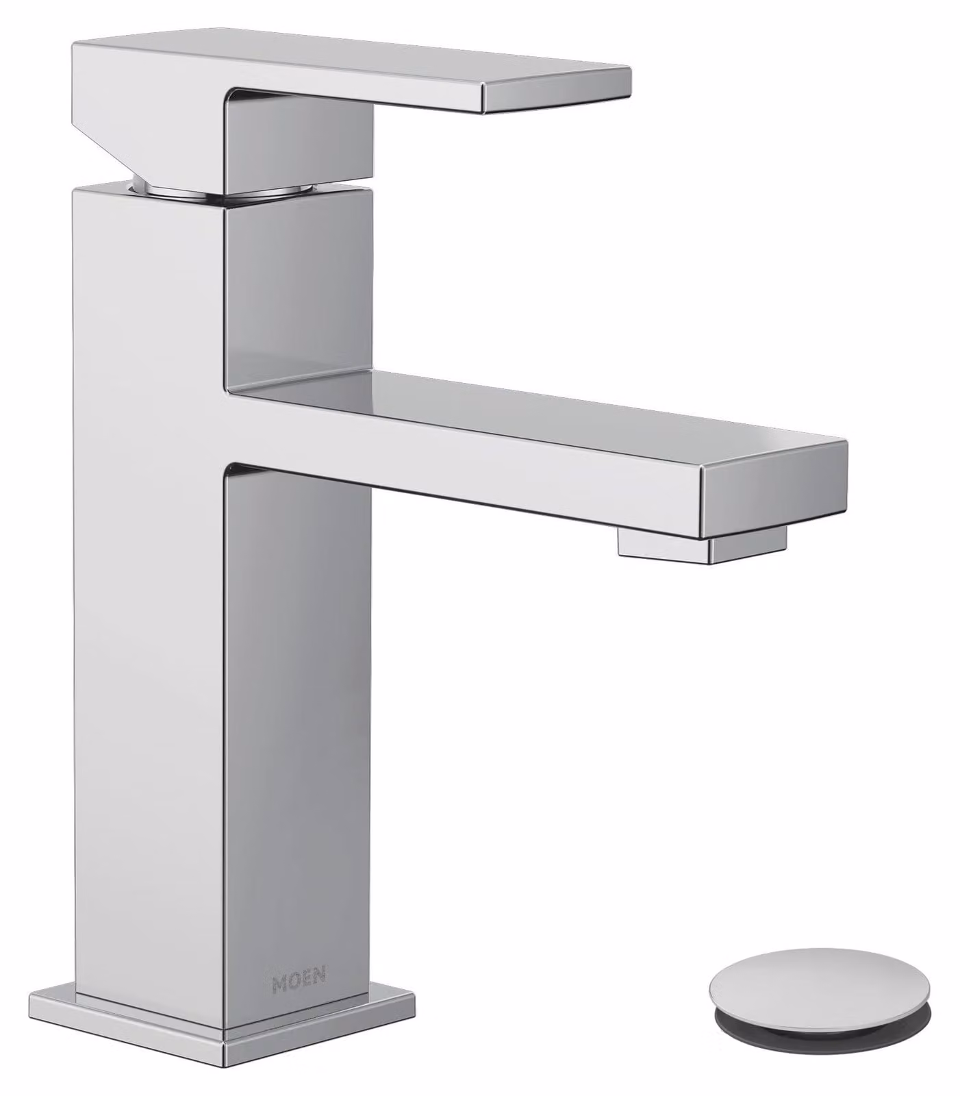Miscelatore monocomando per lavabo, cromato, design moderno, completo di gruppo di scarico
