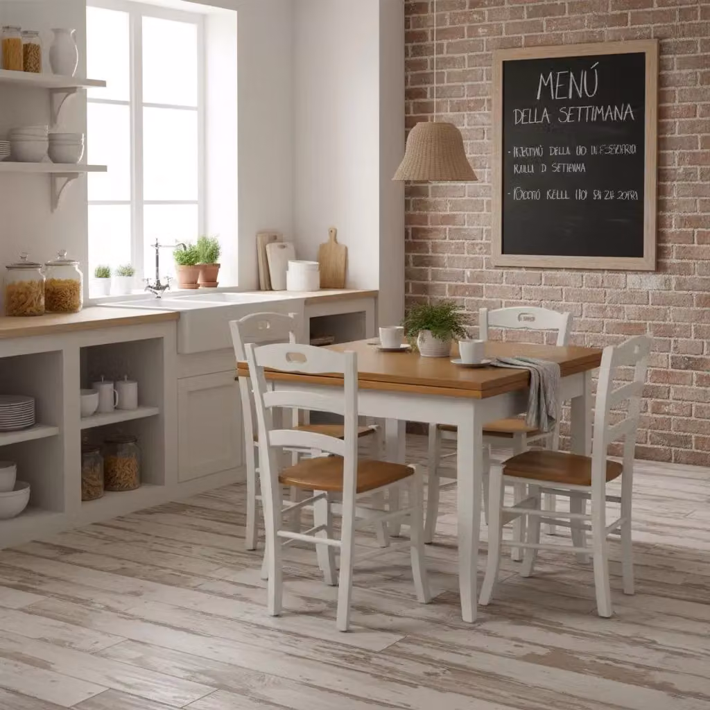 Set tavolo in legno bicolore allungabile con 4 sedie in legno Mobili 2G L/P: 100 x 100 cm – 3