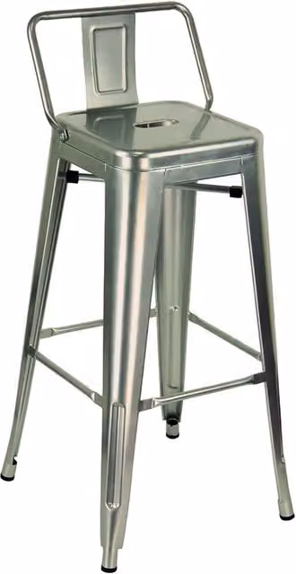 Set di 4 sgabelli moderni in metallo color argento specchiato Mobili 2G L/P/H: 43 x 43 x 94 cm