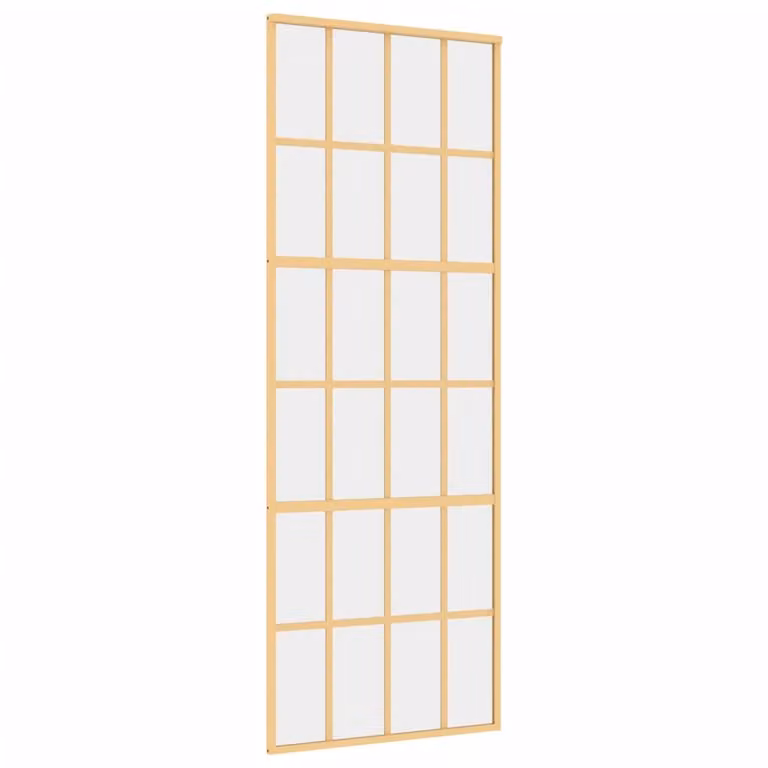 Porta Scorrevole Dorata 76x205 Vetro Trasparente ESG Alluminio