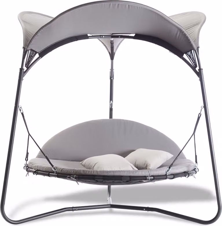 LECO Sdraio a dondolo doppia, grigia, acciaio/textilene, 209 x 209 x 205 cm