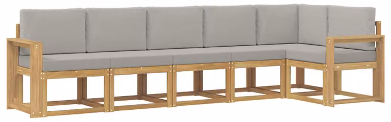 Set di divani da esterno, 6 pezzi, bianco e grigio chiaro
