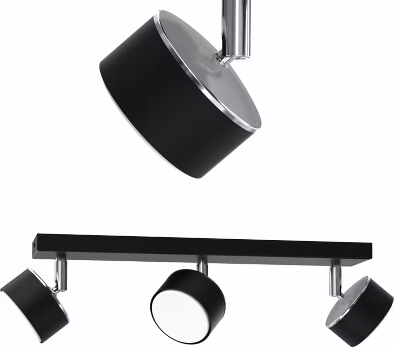 Lampada Da Soffitto Nera E Cromata Con Led Mobili Gx53 - Lampada Polacca