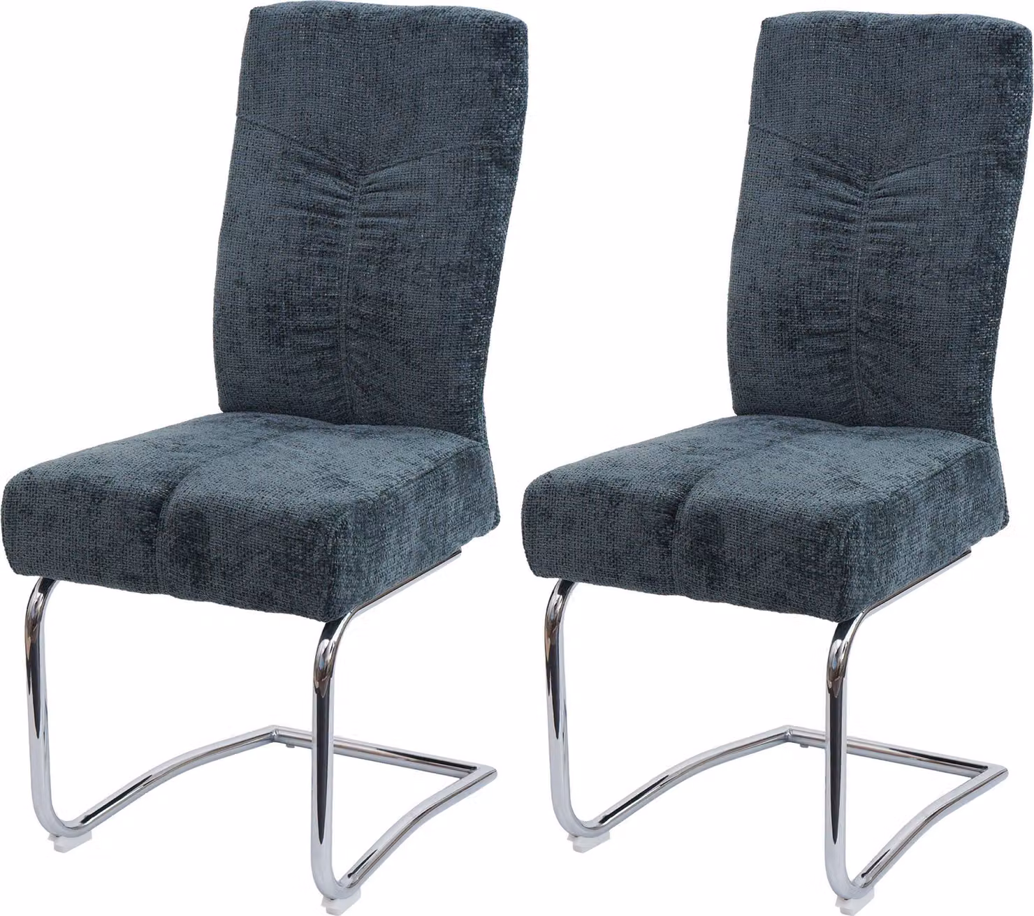 Set di 2 sedie da pranzo imbottite | A x L x P 105 x 46 x 60 cm | Altezza seduta 53 cm | Metallo Tessuto/Chenille | Blu-verde | Sedia da cucina Sedia a sbalzo Sedia con schienale