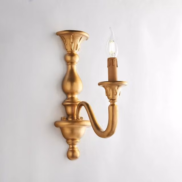 Applique Contemporanea Lucca Bonetti Illumina in Legno e Oro con 1 Luce E14