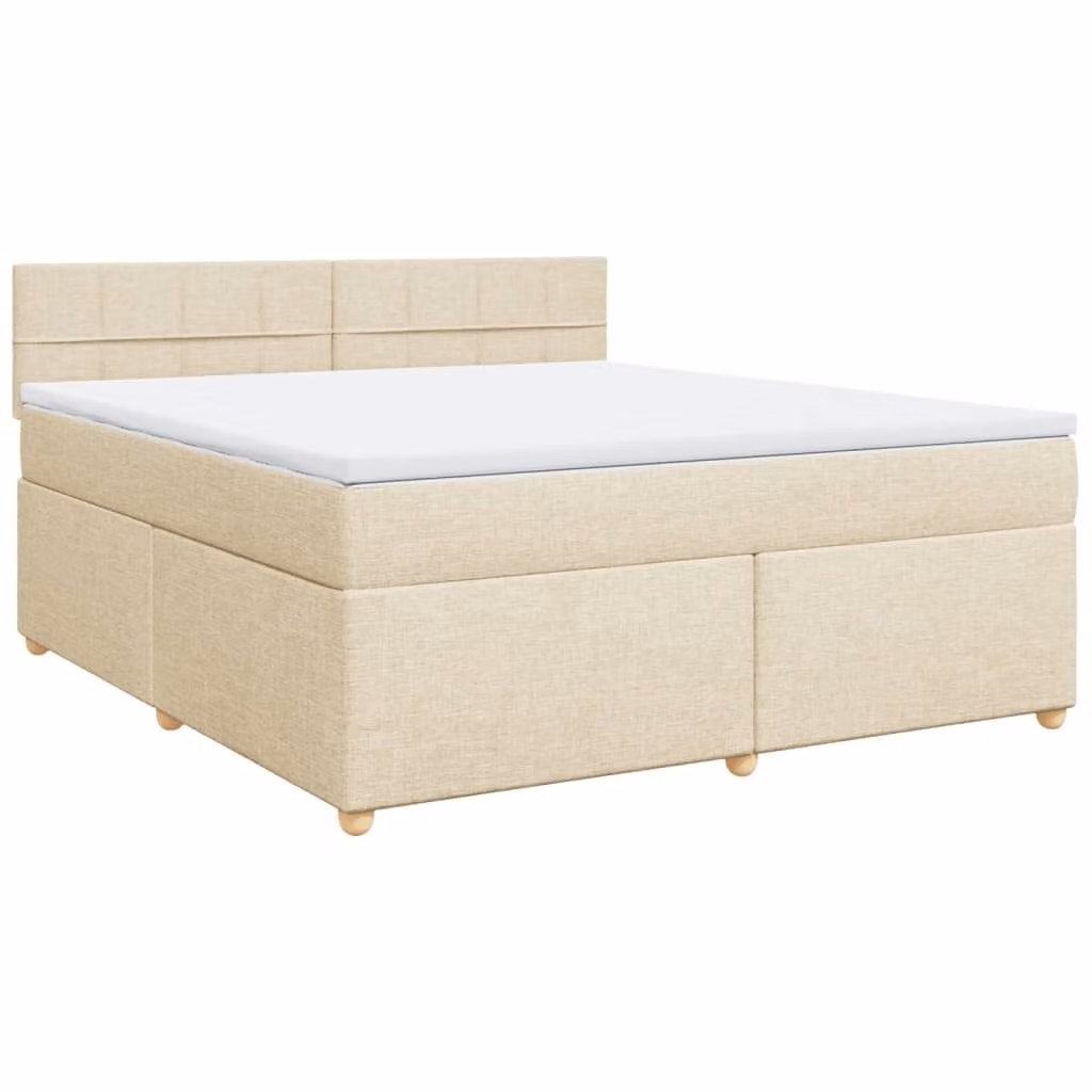 Giroletto a Molle con Materasso Crema 180x200 cm in Tessuto