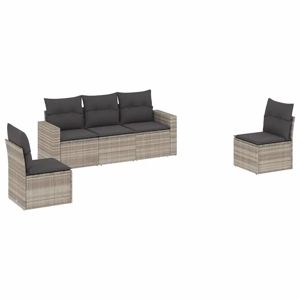vidaXL Set Divano da Giardino a L con Cuscini Grigio Moderno in Polyrattan e Acciaio – 2