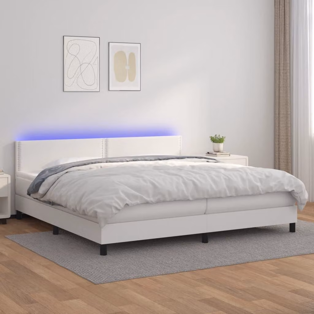 Maison Exclusive - Giroletto Molle con Materasso e LED Bianco 200x200cm Pelle finta