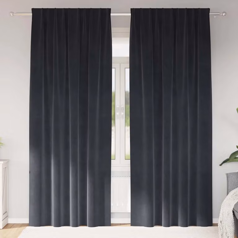 Set di 2 tende oscuranti vidaXL in velluto grigio antracite, L: 140 cm, H: 245 cm