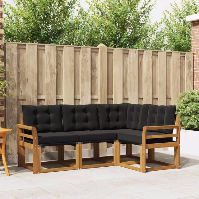 Set di divani da esterno 4 pz Naturale e Nero 3368619