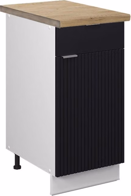 Mobiletto base per cucina Fame-Line Nero rigato/Bianco 40 cm, PL Rovere Vicco