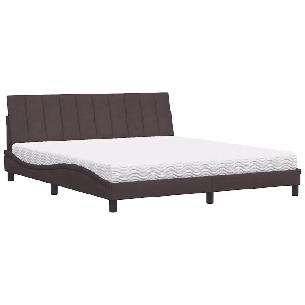 Letto con Materasso Hanko vidaXL in Tessuto Marrone e Bianco L/P/H: 180 x 200 x 185 cm – 2