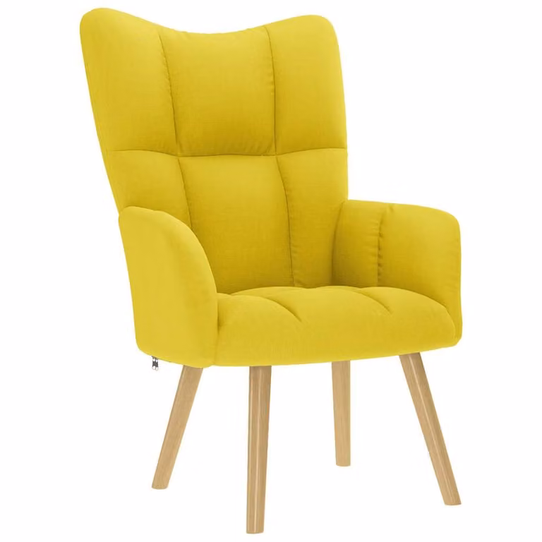 Sedia Relax vidaXL Giallo con Braccioli e Rivestimento in Tessuto